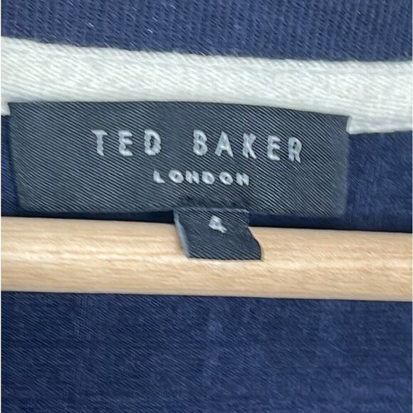 TED BAKER LONDON LONG SLEEVE MEN'S NAVY BLUE POLO SHIRT SIZE 4 - Picture 6 of 9